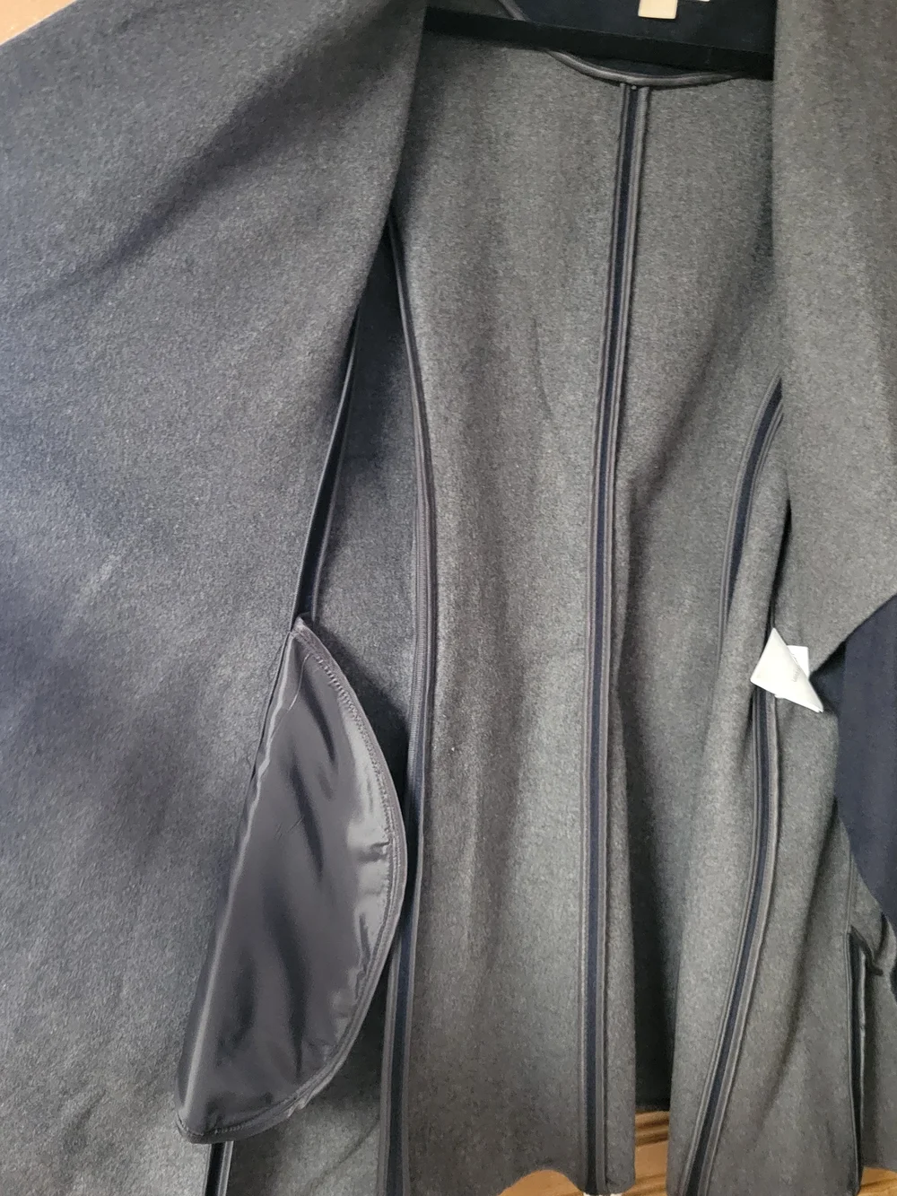 MICHAEL Michael Kors Black Coat with Gray Shawl Collar Wool Blend Sz L